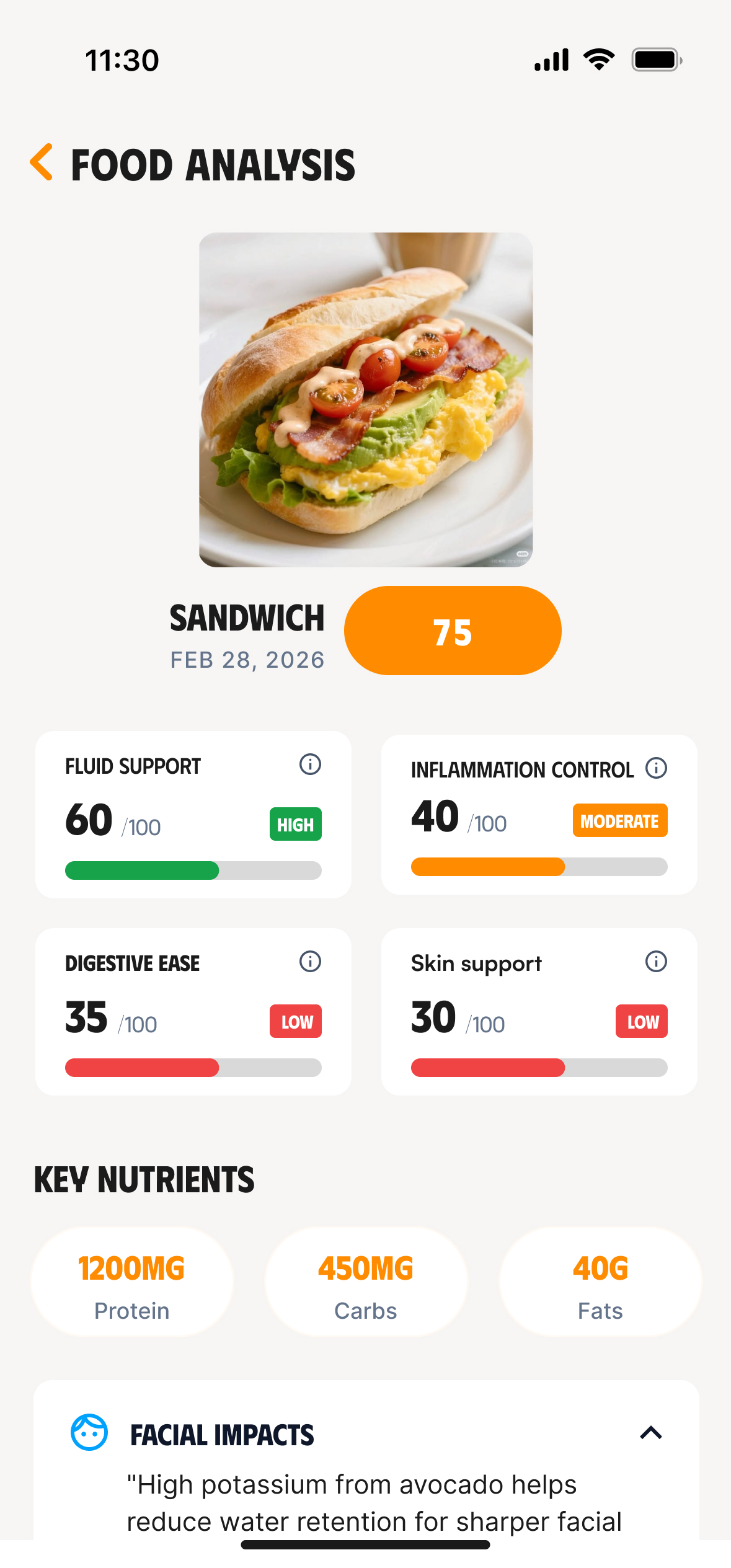 Food Analysis - Nutritional impact on bloating